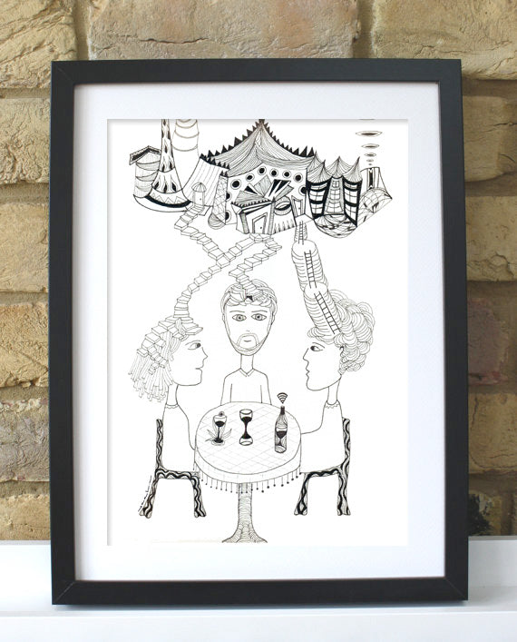 Conversación a tres - Art print