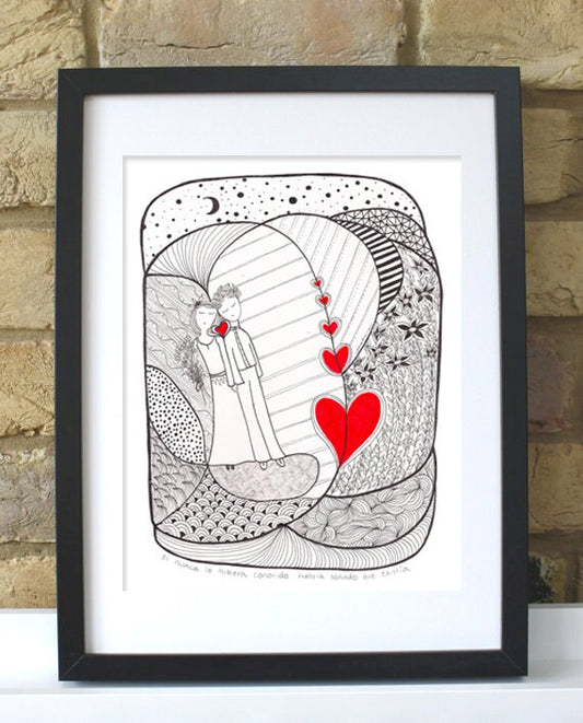 Lovers in a dream - Art print