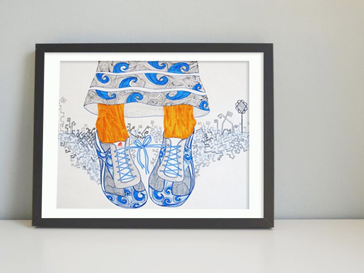 Blue shoes - Art print