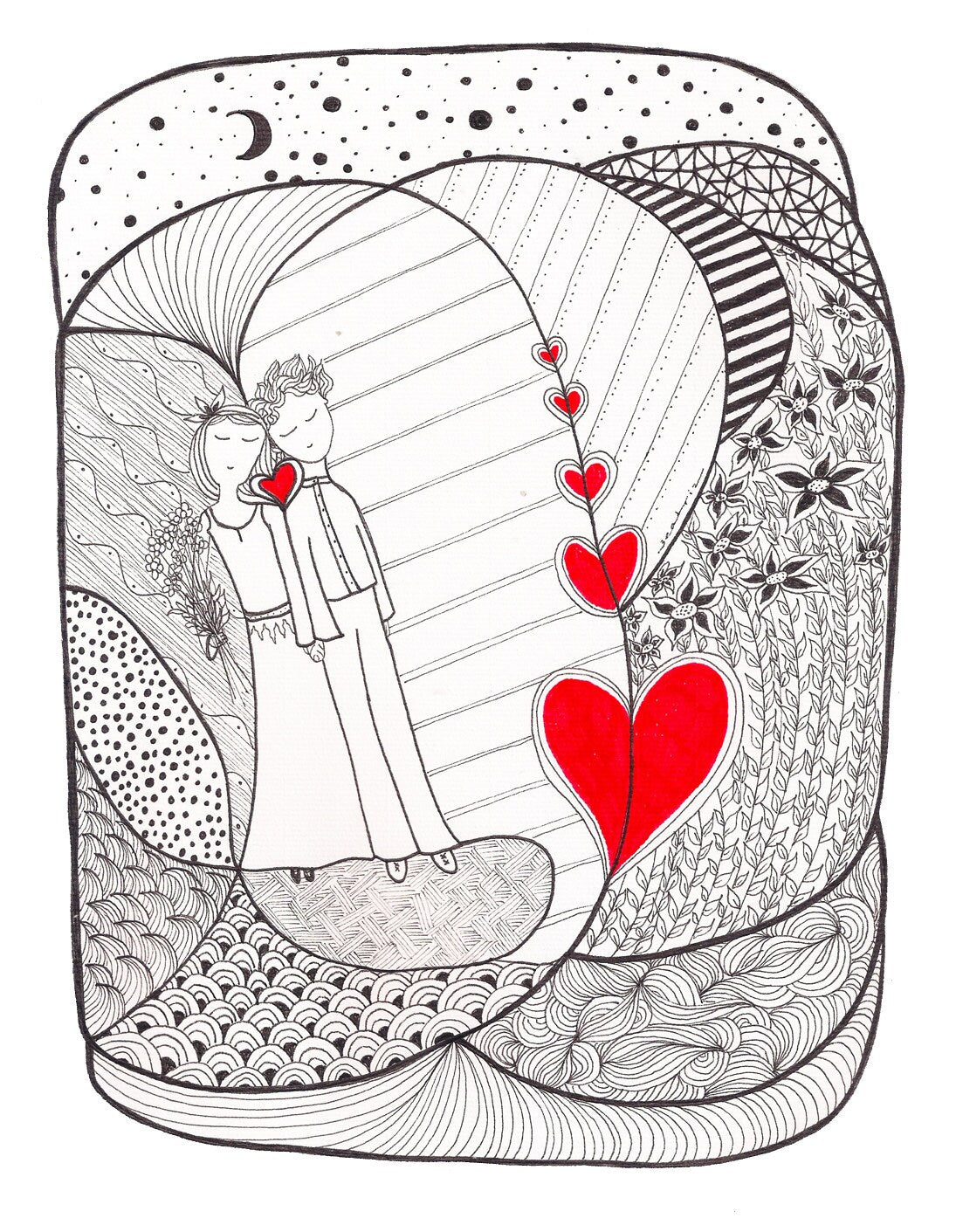 Lovers in a dream - Art print