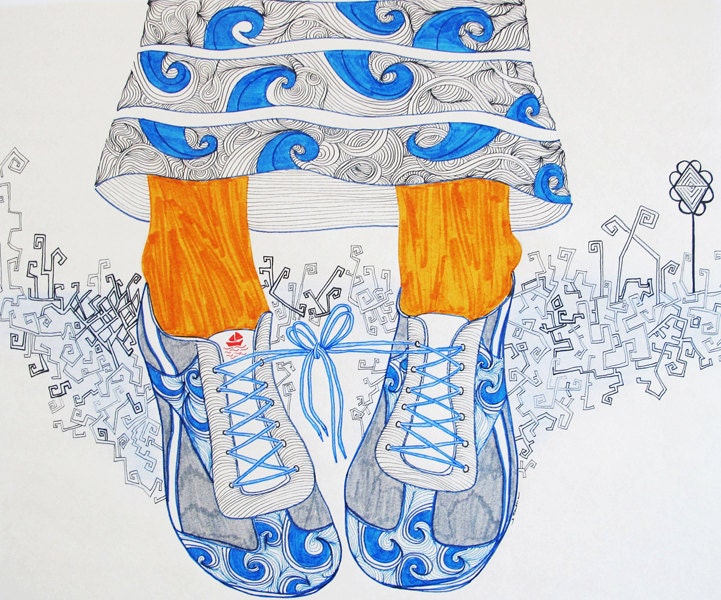 Blue shoes - Art print